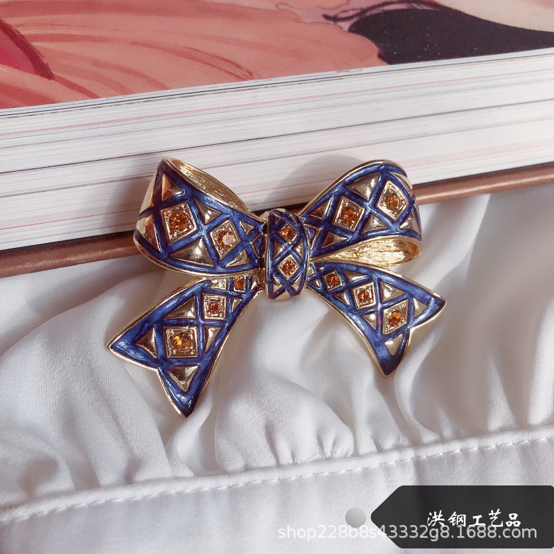 Jimo District Honggang Crafts Lace Bow Brooch Enamel Western Vintage Atmospheric Sweet Coat Corsage
