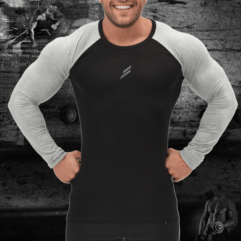 Muscle Maiba Comprehensive Training New Men's Classic Color-matching T-shirt Running Fitness Exercise Fashion Long Sleeve