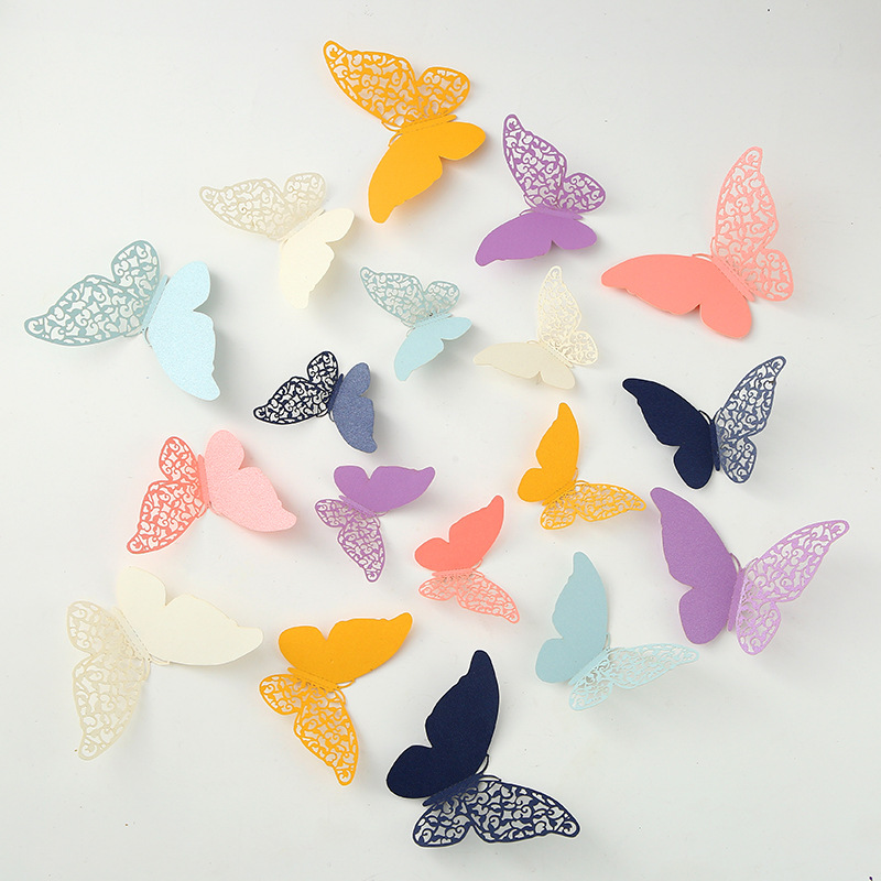 Foreign trade 3D butterfly wall stickers imitation metal butterfly wall stickers home living room background wall decoration creative stickers wholesale