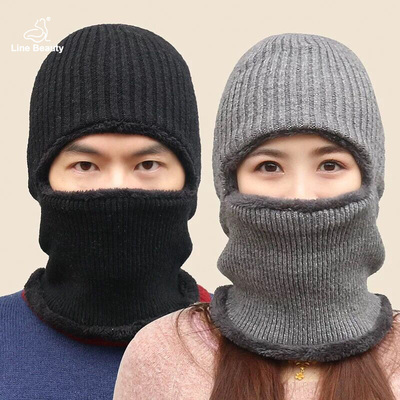 Hat for Men in Winter, Fleece-Lined for Warmth, Knitted Beanie for Outdoor Cold Protection, Youth Cotton Hat, Cross-Border Bestseller