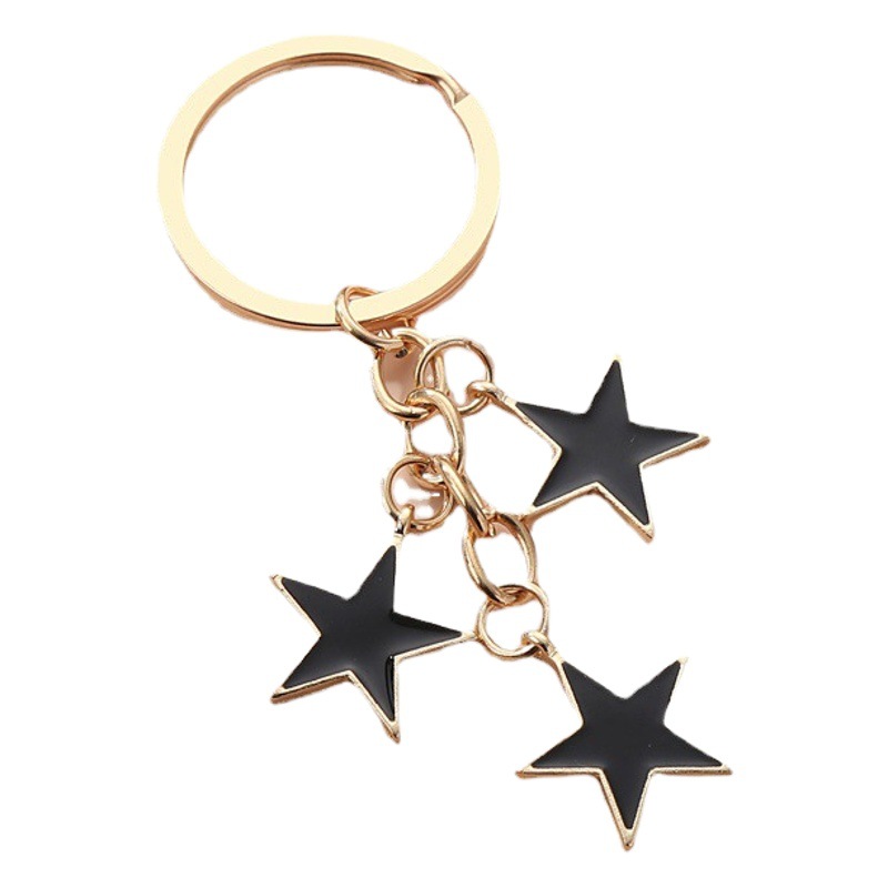 Cross-border drop oil alloy color five-pointed star keychain bag pendant Amazon new factory direct sales
