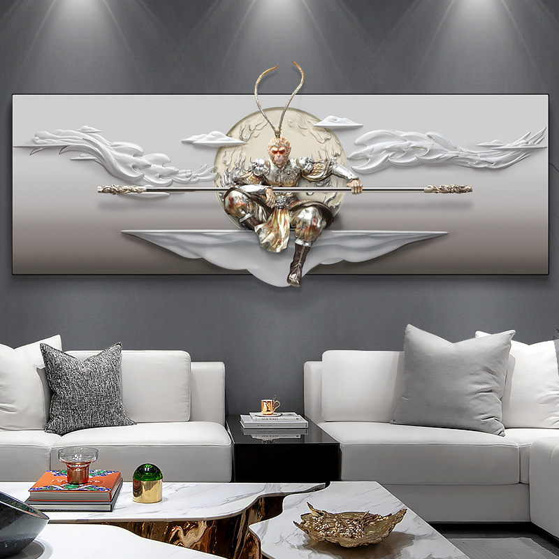 Picture of Three-dimensional relief painting living room decorative painting Monkey King Monkey King painting sofa background wall mural painting
