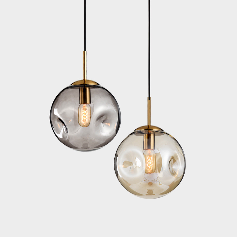 Nordic Bar Chandelier Simple Modern Bedroom Bedside Lamp Creative Personality Living Room Lamp Glass Concave and Convex Chandelier