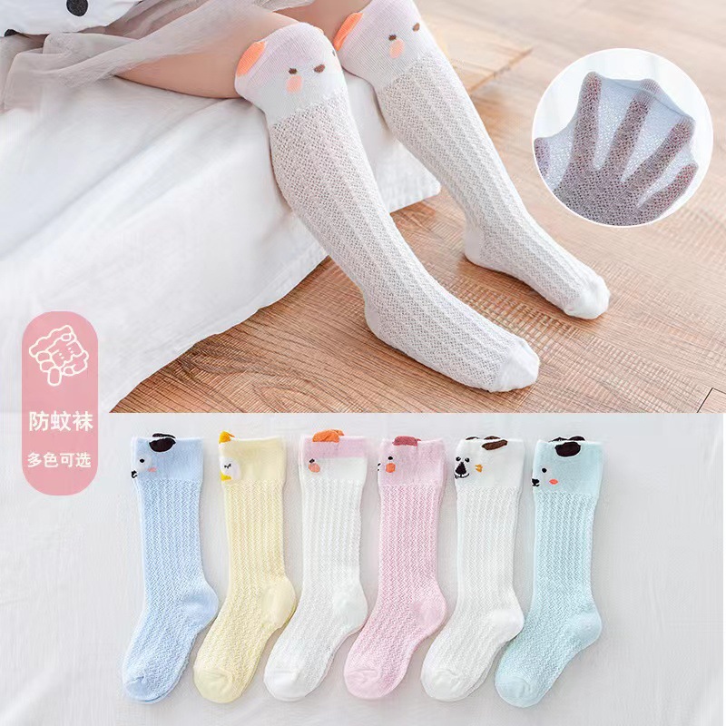 Spot summer children's socks thin mesh baby mosquito socks cartoon young children long tube high socks wholesale