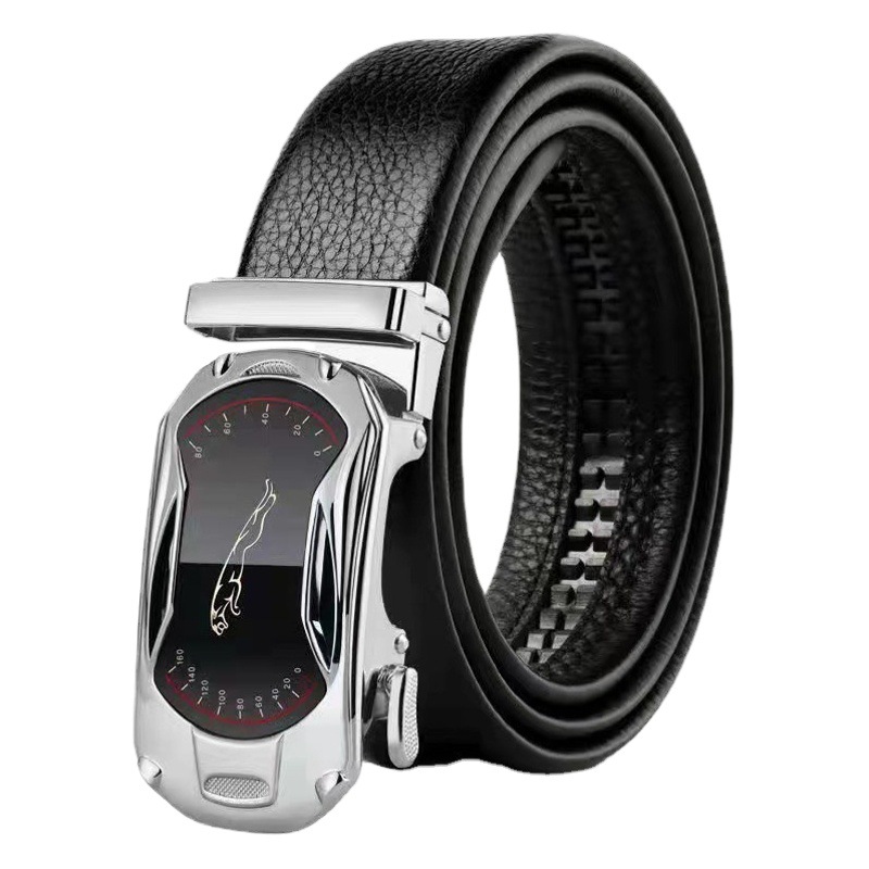 Men's Automatic Buckle Extended Belt for Large Men, 150Cm-160Cm Waistband, Genuine Leather Belt, Versatile Extended Style