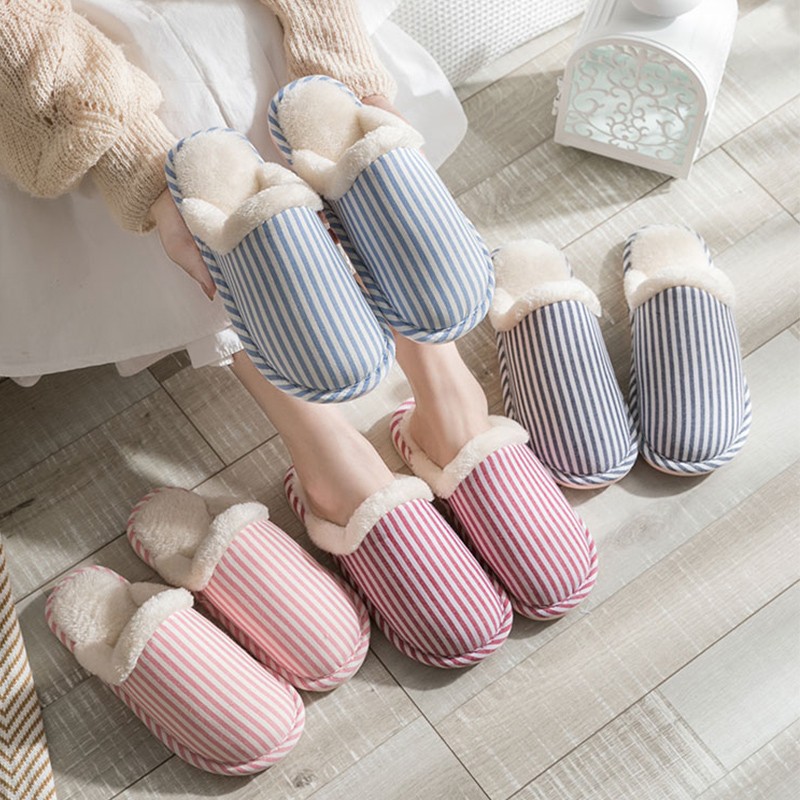 Floor Cotton Slippers for Women's Home Autumn and Winter Indoor Home Use Non-Slip Warm Winter Woolen Cotton Shoes for Men's Couples