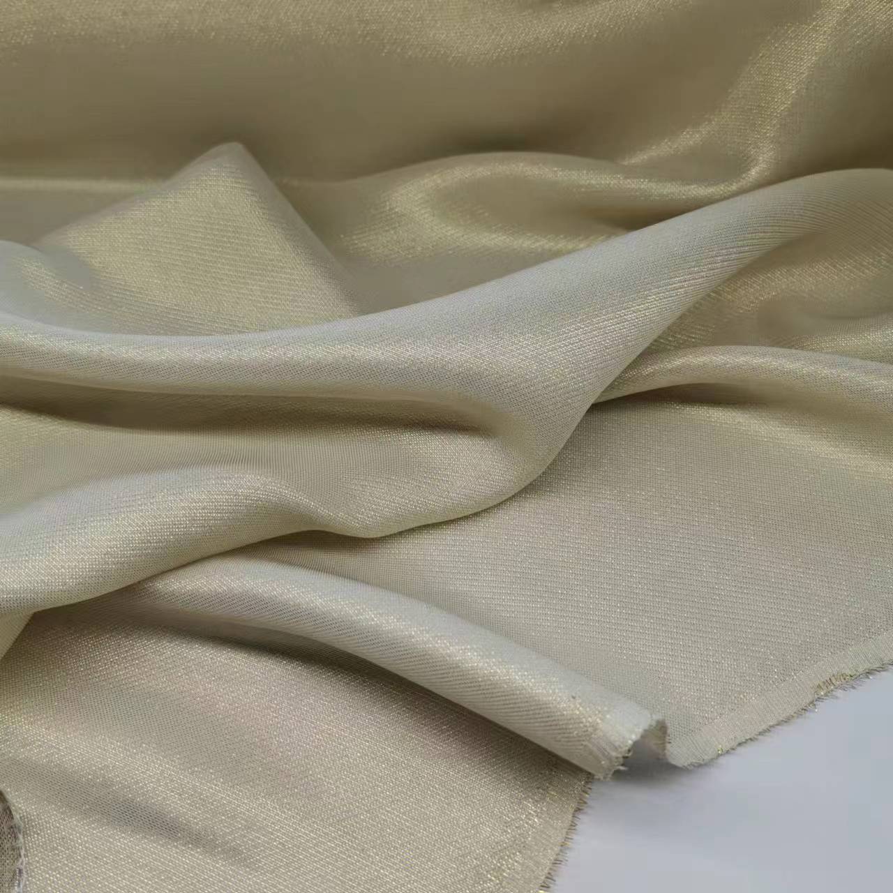 Flaw 12 mmi gold and silver leather silk fabric narrow interwoven beige antique shirt skirt fabric