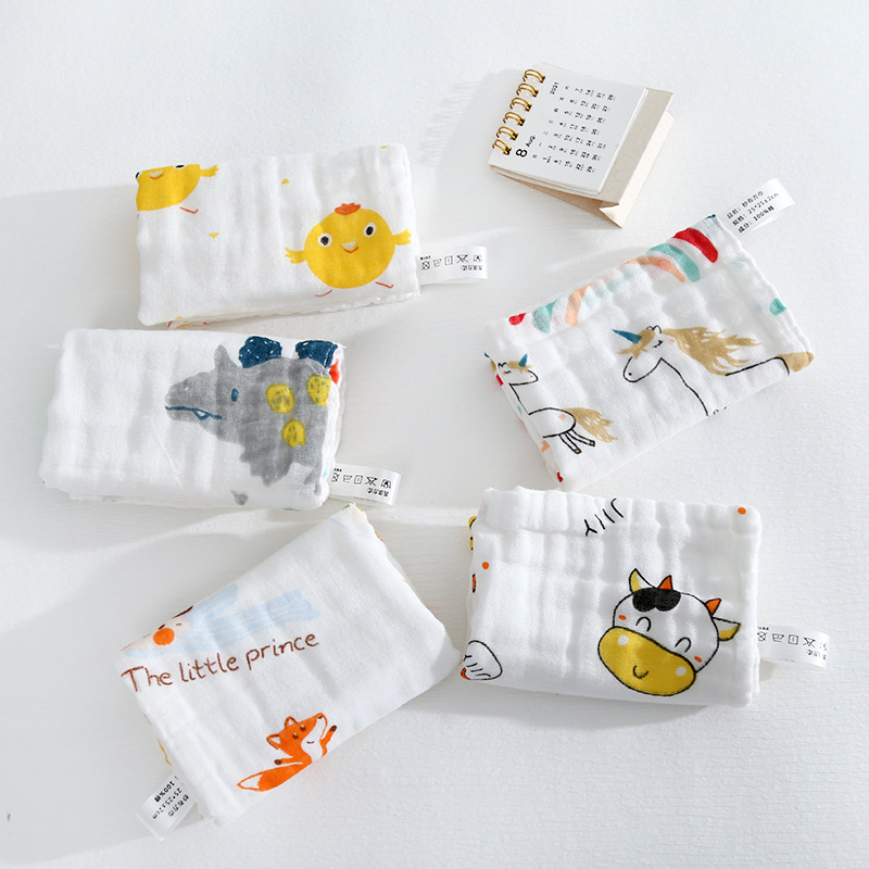 Picture of Cotton small square six-layer high density gauze towel newborn baby saliva towel baby wash face towel wholesale