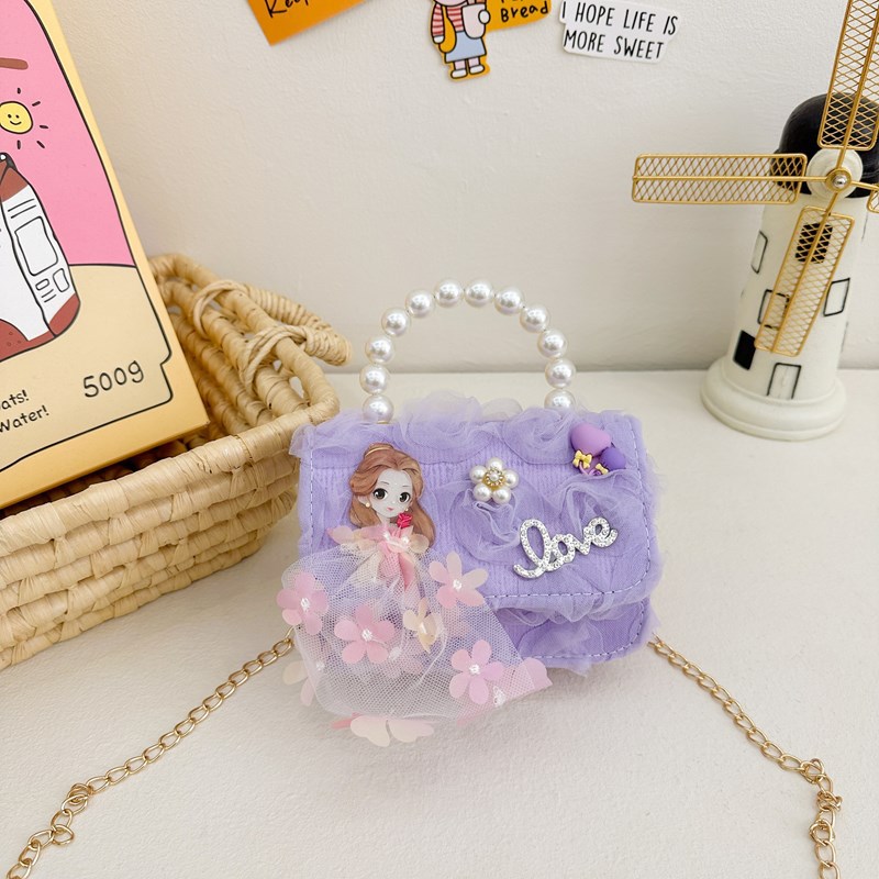 Picture of Korean Style Princess Handbag Fashion Bow Children Shoulder Bag Stylish Cute Girl Small Square Bag