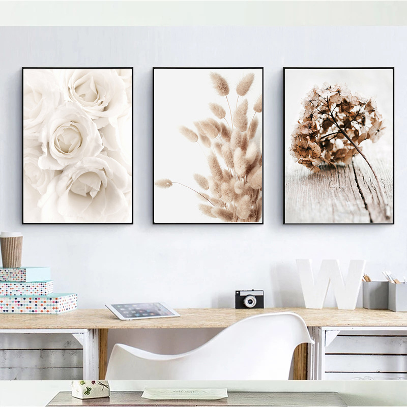 Picture of Amazon Fashion Poster Grass Reed Wall Painting Peony Flower Fashion Poster Citation Figure Girl Bedroom Decoration