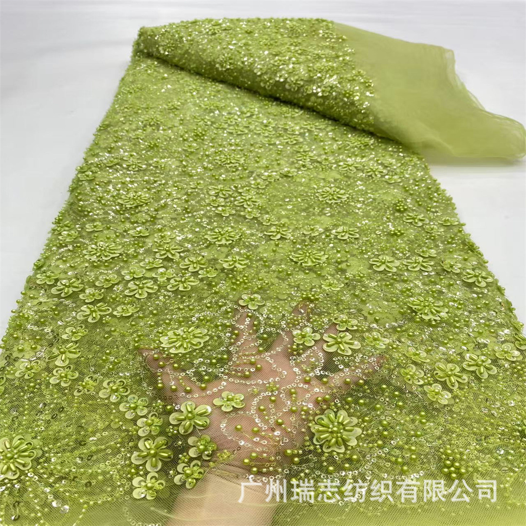 Picture of Laser Flower Sequin Embroidered Cloth Wedding Dress Evening Dress Stage Costume Fabric Sequin Lace Fabric Ready Stock