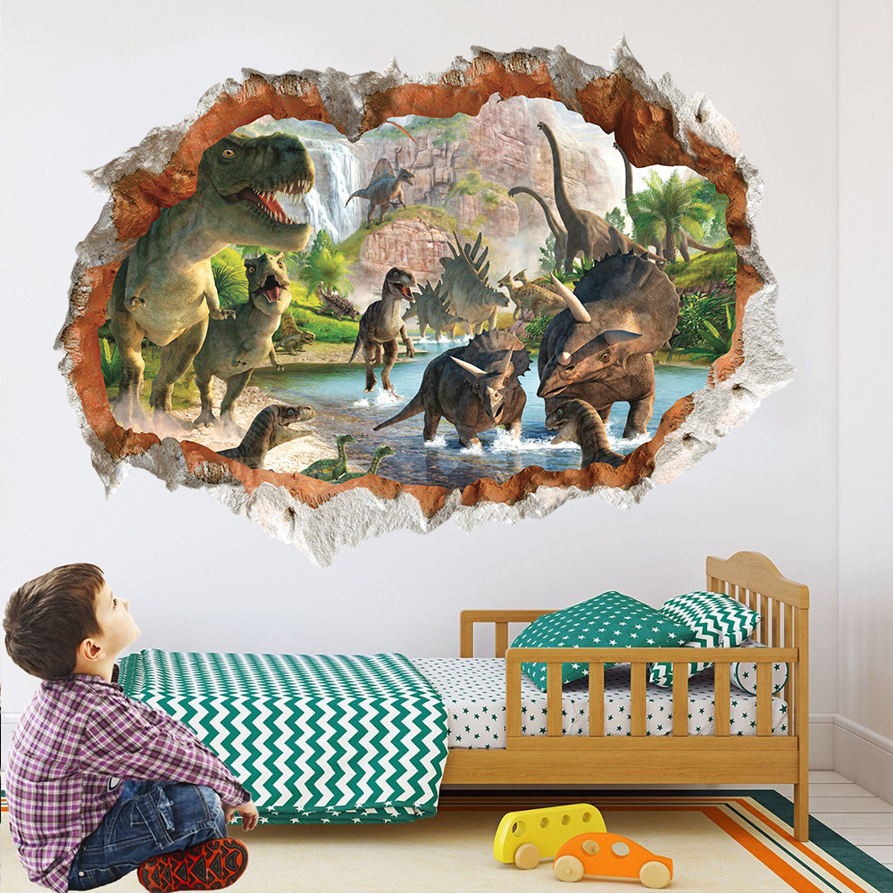Factory new cross-border new variety of dinosaur wall stickers living room bedroom children's room three-dimensional decorative stickers KS6713