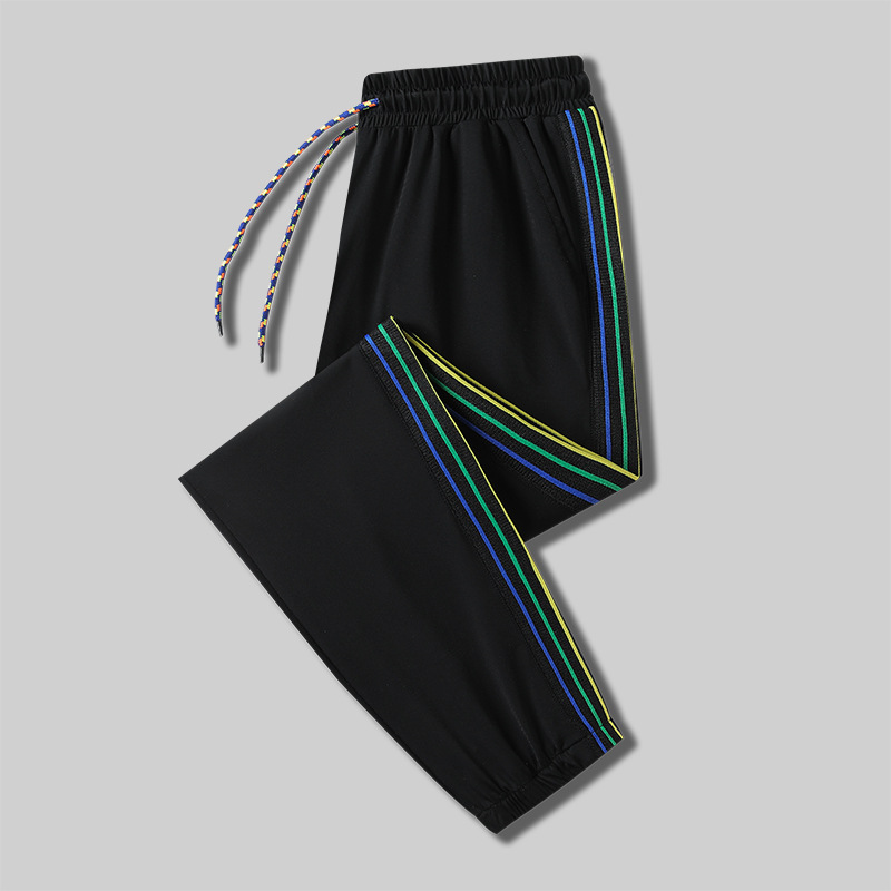 Colorful Three Bar Ice Silk Pants Women's Summer Loose Thin Elastic Cool Casual Sports Pants Fashionable Elegant Harlan Pants