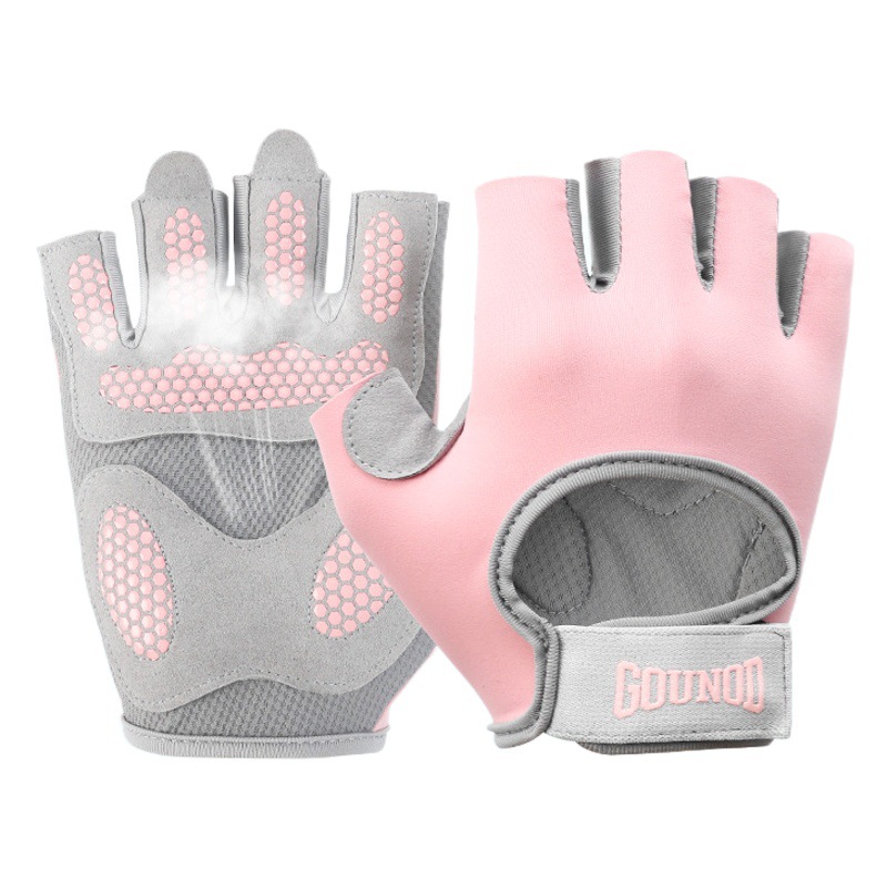 Picture of New half finger gloves dumbbell horizontal bar sports fitness equipment exercise gloves men's and women's silicone non-slip thickened palm protector
