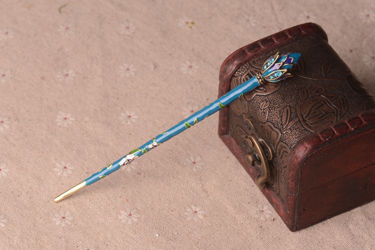 Picture of Chinese antique headdress hairpin cloisonne ladies hair clasp scenic explosion hair accessories wholesale