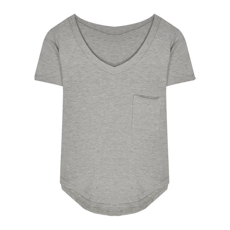 Picture of T-shirt Women's 2025 Summer New V-neck Design Sense Inner Base Shirt Irregular Hot Girl Pure Desire Short-sleeved Top