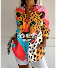 Picture of 2025 New Women's Long Shirt Women's Summer European and American Trend Long Sleeve Shirt Printed Pattern Printed 3D Shirt