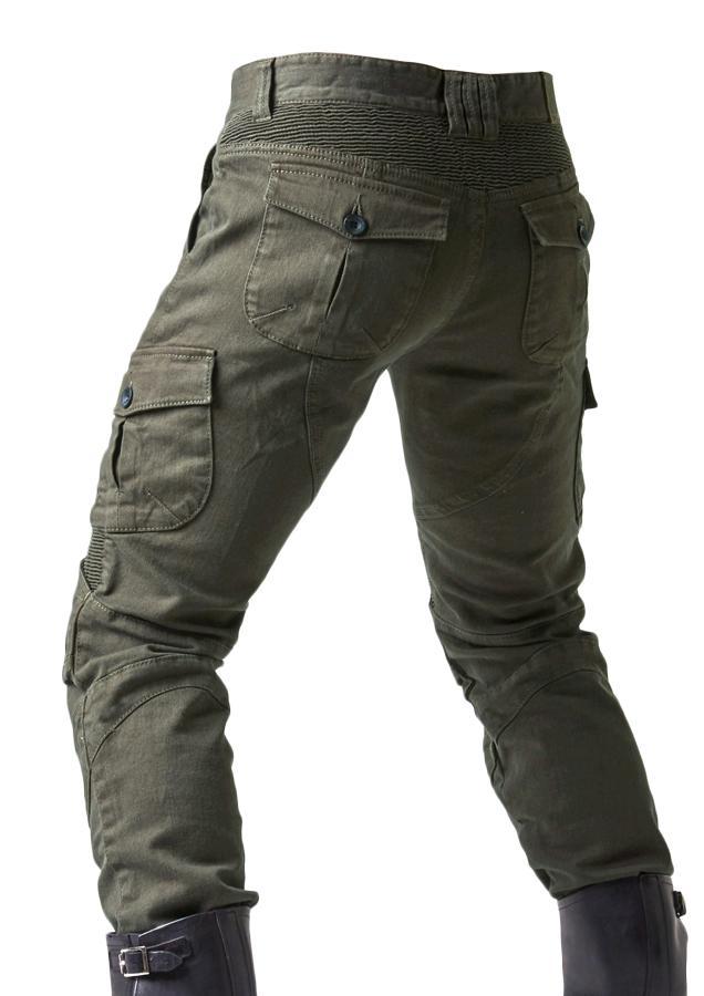 Picture of Genuine Cycling Pants Men's Summer Motorcycle Motorcycle Anti-fall Knight Equipment Four Seasons Elastic Cowboy Army Green Racing Pants