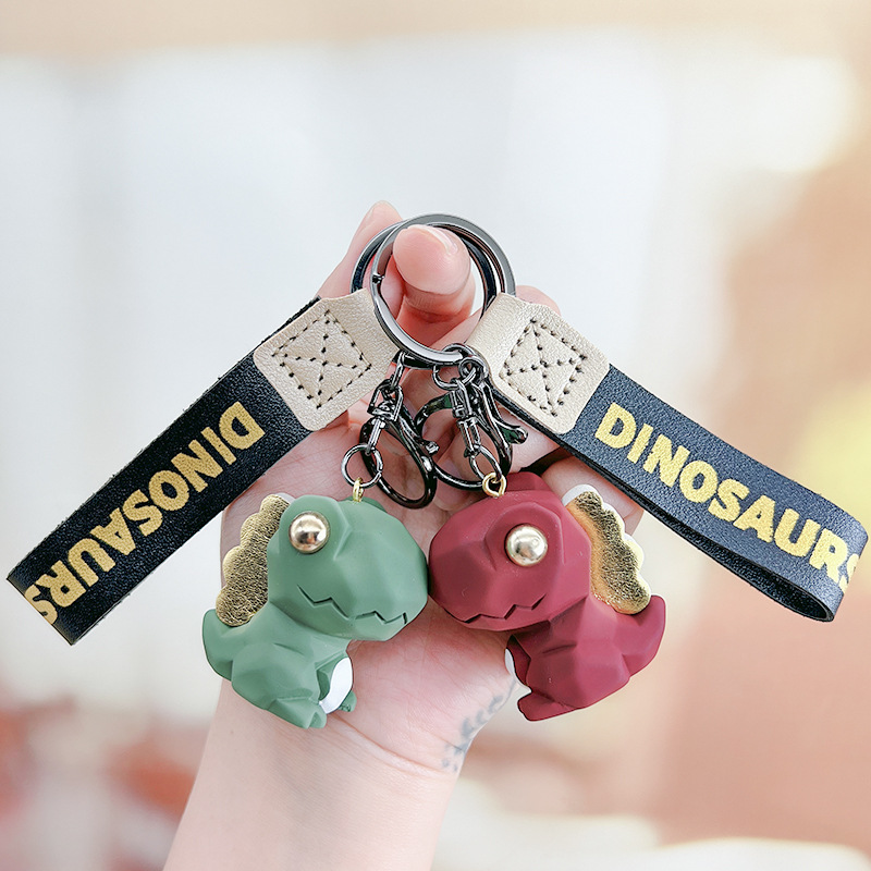 Picture of Nordic Style Creative Faceted Dinosaur Keychain Pendant Couple Car Bag Small Doll Keychain Creative Design