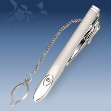 Picture of Metal tie clip men's suit chain 140 simple flower type business atmosphere with drill tie clip