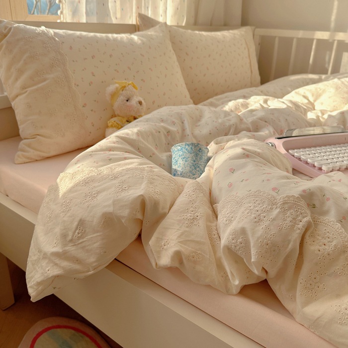 Picture of Class a French Bedding Four-Piece Set Pure Cotton Double-Layer Gauze Quilt Cover Bed Sheetss Summer Bed Bed Sheetss Dormitory Three-Piece Set 4