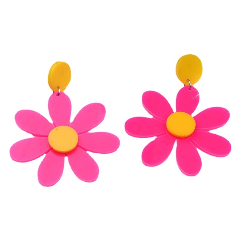 New Fluorescent Color Hollow Flower Earrings Earrings Simple Fresh Popular Triangle Square Earrings Ear Jewelry Women