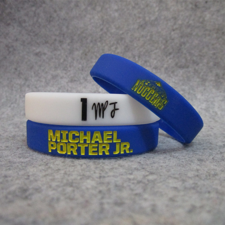 Picture of Basketball star Nuggets No. 1 little Michael Porter signature sports bracelet silicone wristband fans luminous