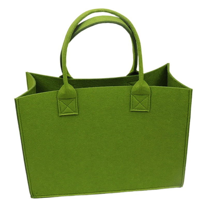 Green felt thickened tote bag large capacity solid color Fashion single shoulder enterprise gift shopping bag felt handbag