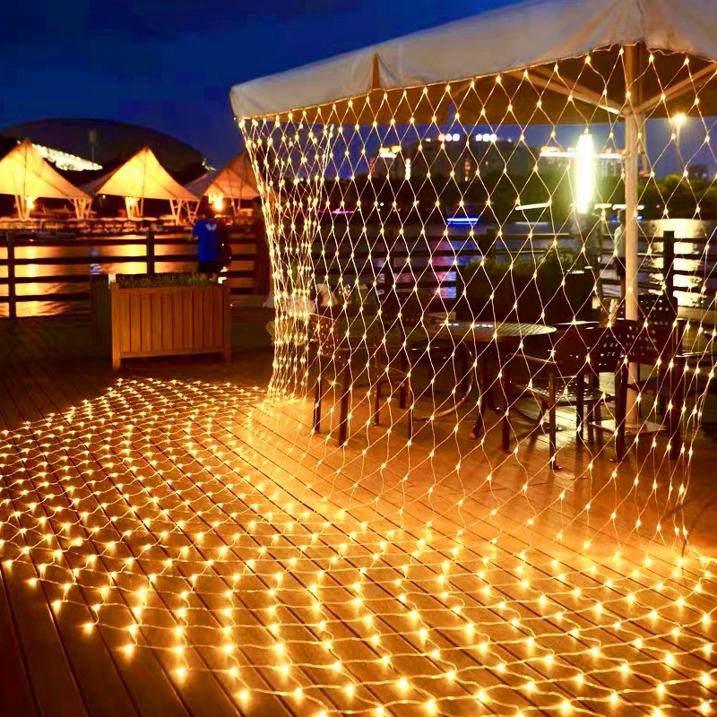 Factory in stock solar LED string lights Christmas holiday wedding lights decorative lights outdoor decorative fishing net lights