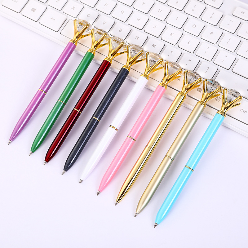 Picture of Student Creative Crystal Diamond ballpoint pen advertising pen carved LOGO cross-border large diamond pen metal ballpoint pen