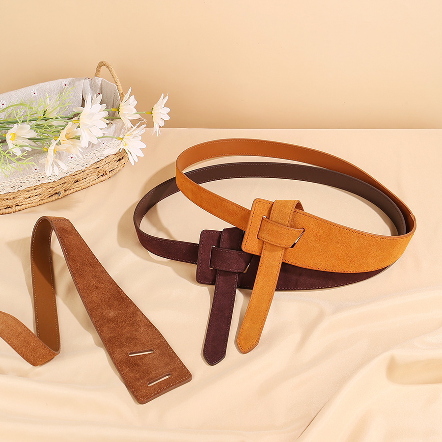 Autumn and Winter Atmosphere Suede Women's Wide Waist Cover Fashion All-match Jacket Suit Leather Belt Women's Wholesale