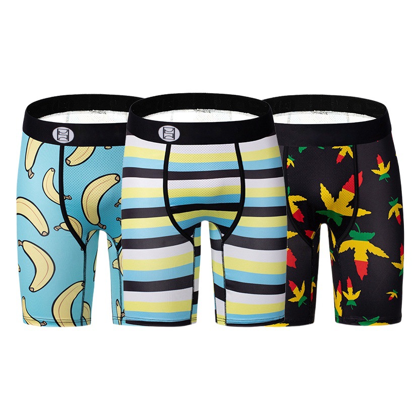 Men's Underwear Cartoon Print Men's Quick-Drying Boxer Briefs Sports Underwear Fitness Extended Underwear Men's Wholesale