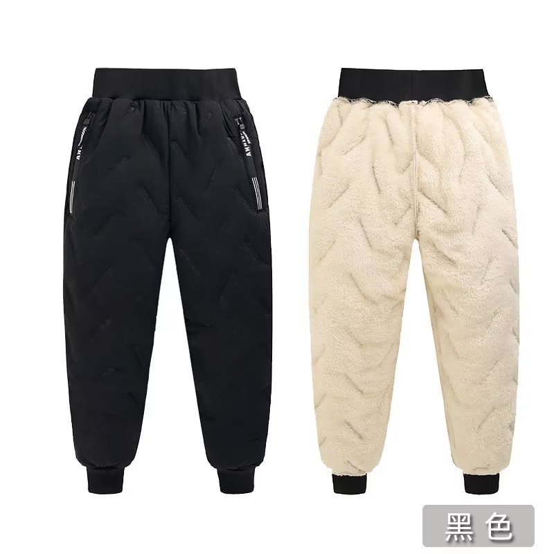 Children's Cotton Pants Boys and Girls fleece-lined Thickened Pants Winter Outer Wear Large Children's Wear Cotton Lamb Fleece Warm Cotton Pants