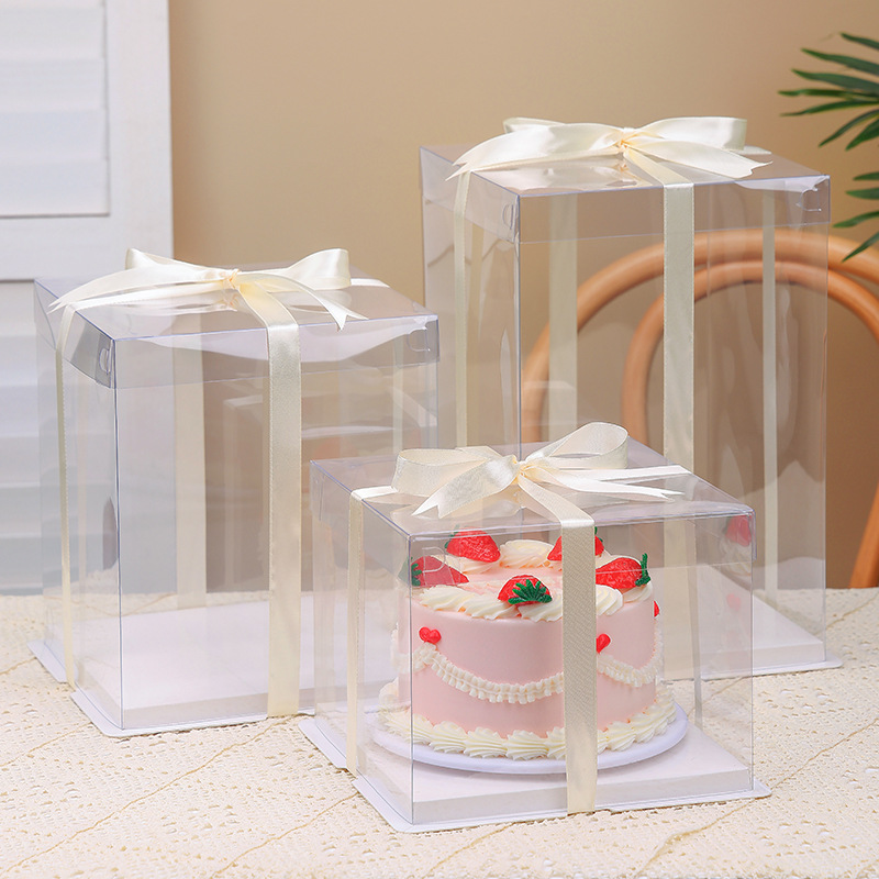 Transparent Cake Box Customization 4-Inch 6-Inch 8-Inch 10inch 12inch Birthday Cake Baking Box Packaging Box Dessert