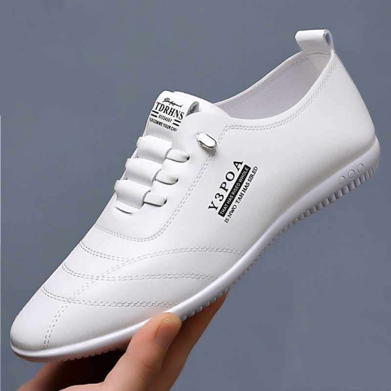Foreign Trade Men's Shoes Summer New Breathable Casual Leather Shoes Men's White Shoes Fashionable Versatile Slip-On Leather Shoes Wholesale