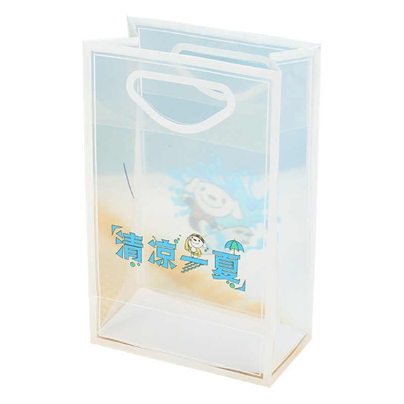 in stock pp handbag frosted transparent hand gift gift bag diy clothing gift packaging bag custom logo
