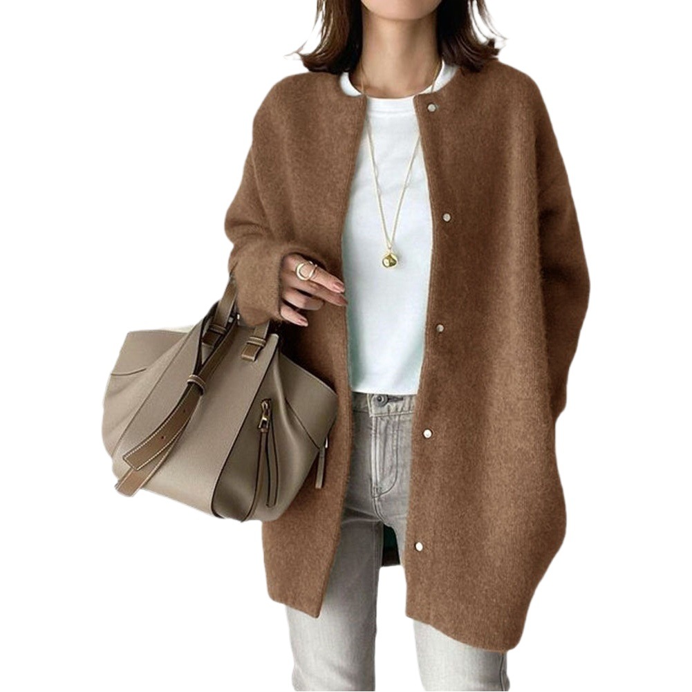 Japanese and Korean Light Mature Women's Long-Sleeved Jacket Short-Sleeved Super Soft Woolen Knitted Cardigan Lazy Design Artistic Mid-Length Outerwear