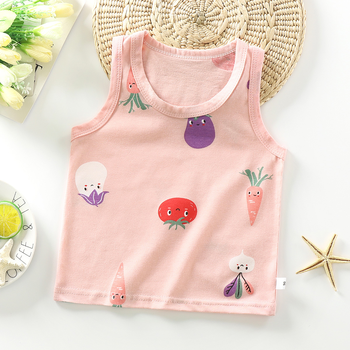 Picture of Children's single-piece vest cotton summer new boys sleeveless top girls Korean version of small and medium-sized children's base shirt wholesale