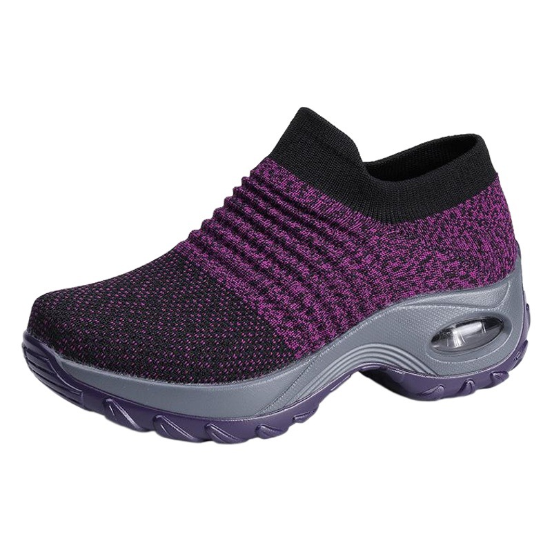 Cross-Border Popular Large Size Women's Shoes Air Cushion Fly Woven Sports Shoes Slip-On Shoes Fashion Rocking Shoes Casual Shoes Socks Shoes