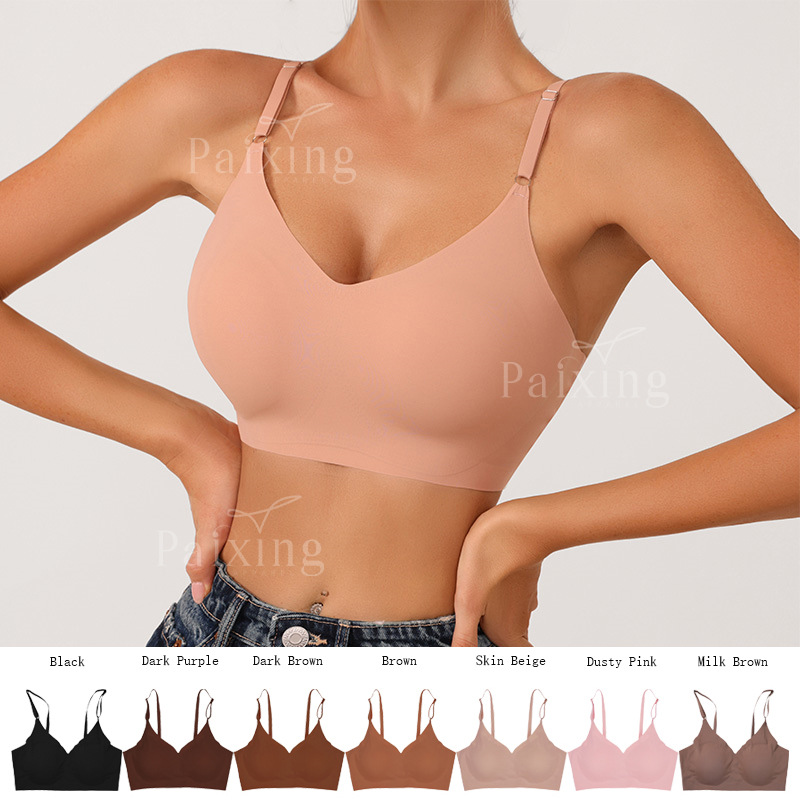 Wire-Free Bra for Women, Large Size Sports Bra, Beautiful Back Push-Up Camisole Style Seamless Yoga Bra for Women