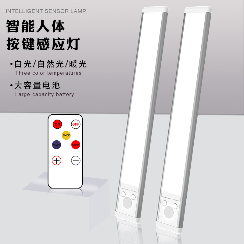 Cross-Border Remote Control Led Night Light Magnetic Desk Lamp Dimmable Human Body Sensor Light Strip USB Rechargeable Sensor Light for Bedroom