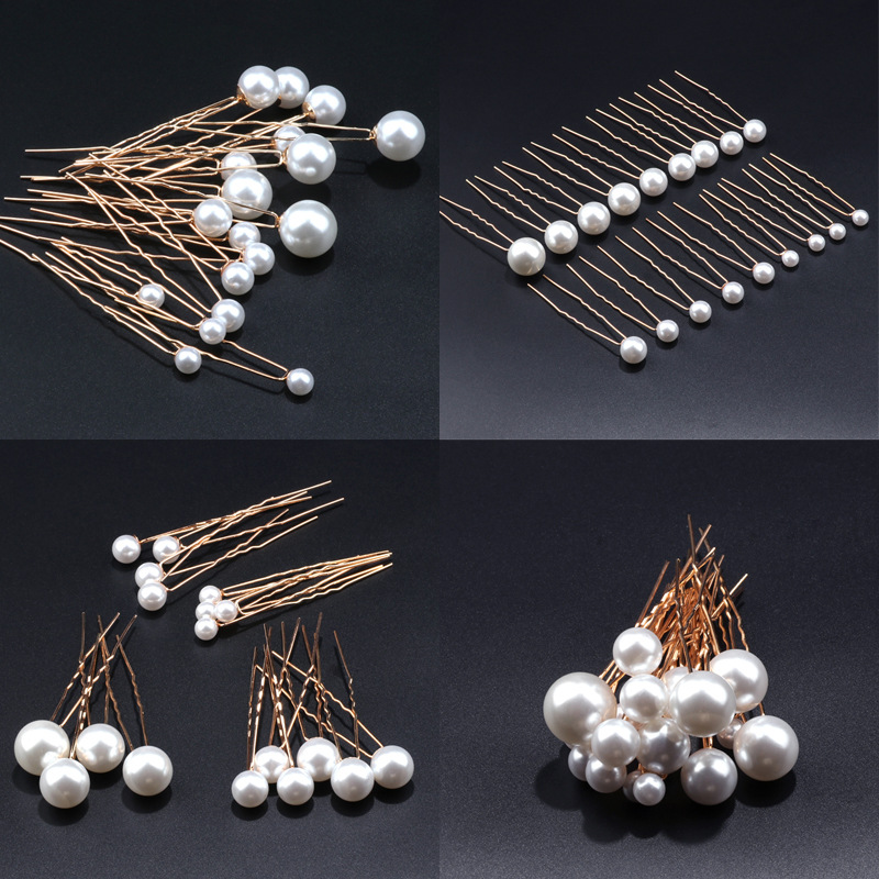 European and American size imitation pearl hairpin U-shaped clip updo hair braiding bridal headdress hair styling pin foreign trade hair accessories