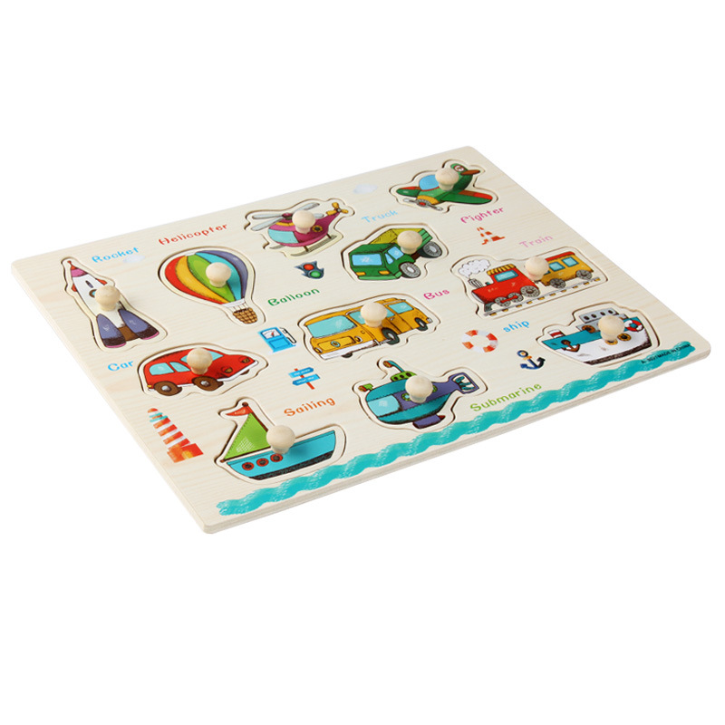 Picture of Factory wholesale hand-held board early education educational toys digital letters animal puzzle beneficial intelligence baby wooden toys