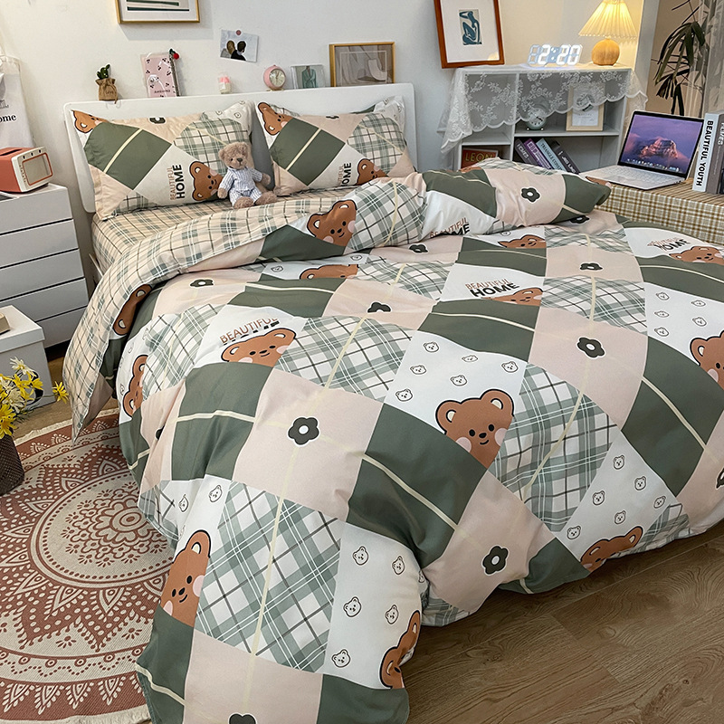 Picture of Small Fresh Summer Four-piece Bed Sheet Quilt Cover Single Student Dormitory Three-piece Cartoon Bedding