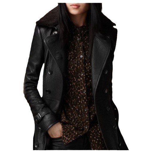 Picture of Foreign Trade Amazon British Women's Fur Collar Leather Jacket Mid-Length Motorcycle Thickened Leather Jacket Slim Jacket