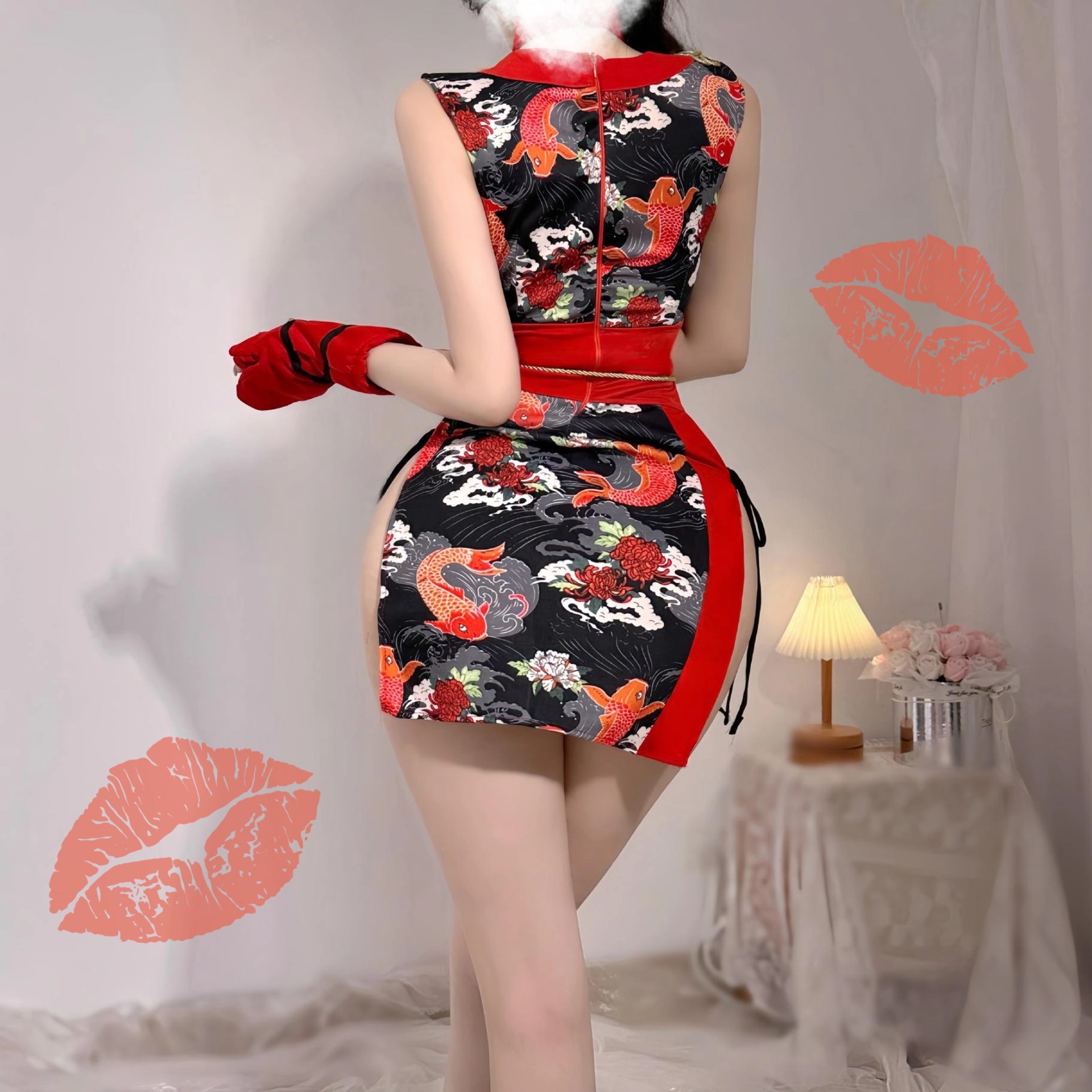 Picture of New Sexy Lingerie, Flying Fish Han Dynasty, Dancing Charm, Female Red Kimono, Double Slit Uniform, Straps, Retro Style