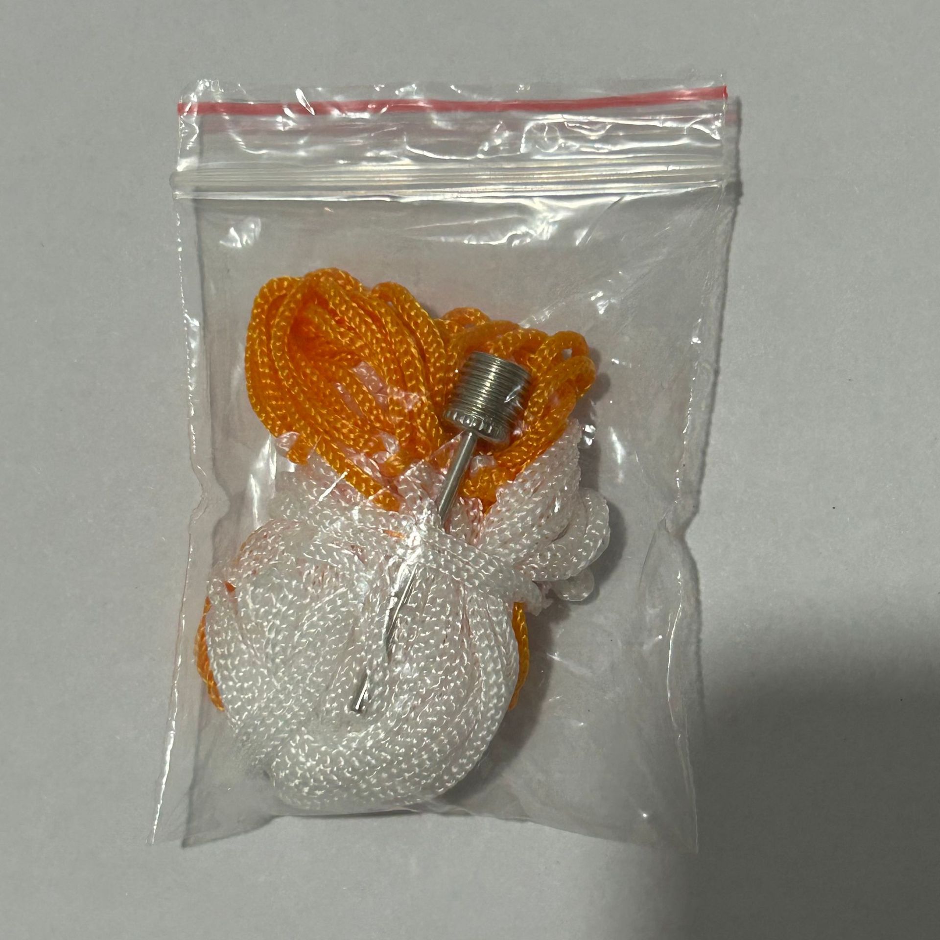 Picture of Manufacturer Supplies Ball Inflatable Metal Air Needle Mesh Bag Set Wholesale White and Yellow Plus 2 Inflatable Needles Combination Storage