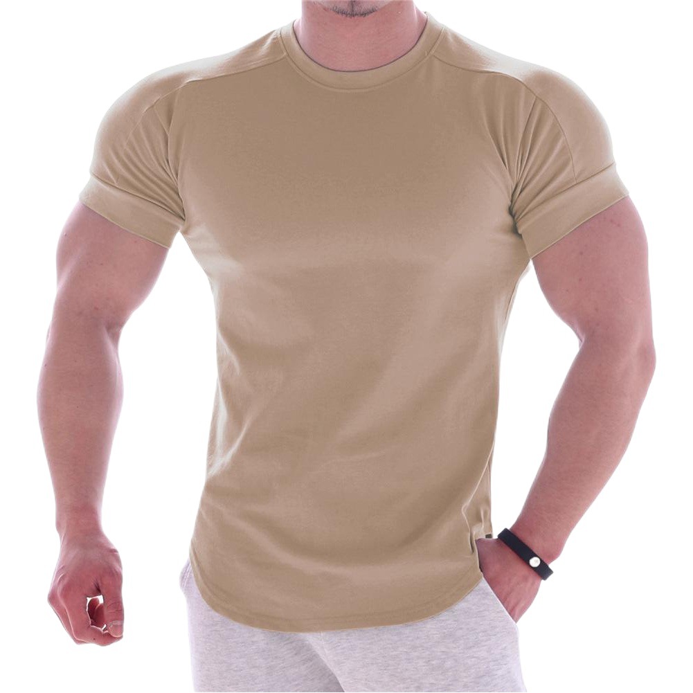 Fitness Trendy Brand Men's Sports T-shirt Quick Dry Summer Running Round Neck Basketball Training Clothes Elastic Short Sleeve Tights