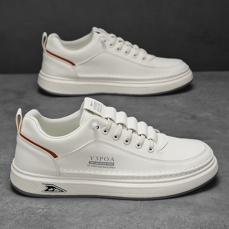 2025 Spring Men's Shoes New Breathable White Shoes Men's Trendy All-match Thick-soled Sports Casual Shoes Skate Shoes Trendy Shoes