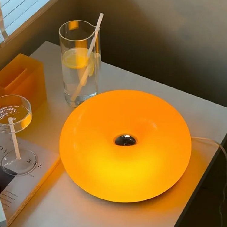 Donut Internet Celebrity Table Lamp, Antique Style Wangbuli Lamp, Bedroom Atmosphere Lamp, Touch Orange Bauhaus Bedside Lamp